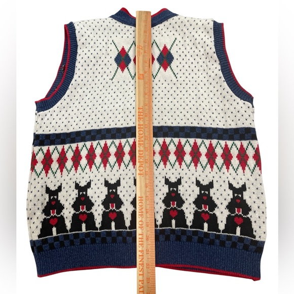 Vtg Casual Corner Grannycore Scottish Terrier Dog Sweater Vest Cardigan - Picture 6 of 6